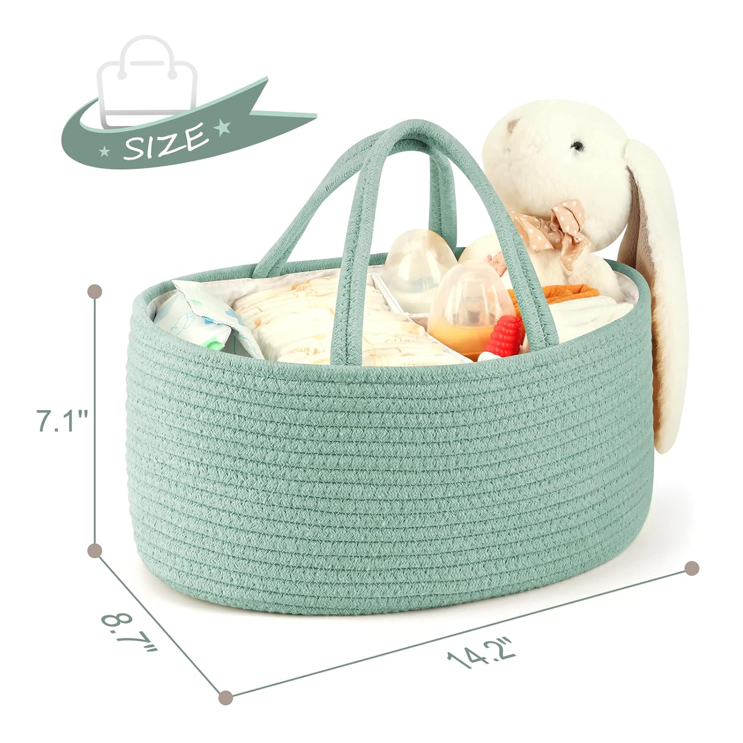 Maliton Diaper Caddy Organizer for Baby Boy- Cotton Rope Diaper Caddy, Diaper Organizer for Changing Table, Nursery Storage Caddy, Newborn Baby Must Have Items - Image 3